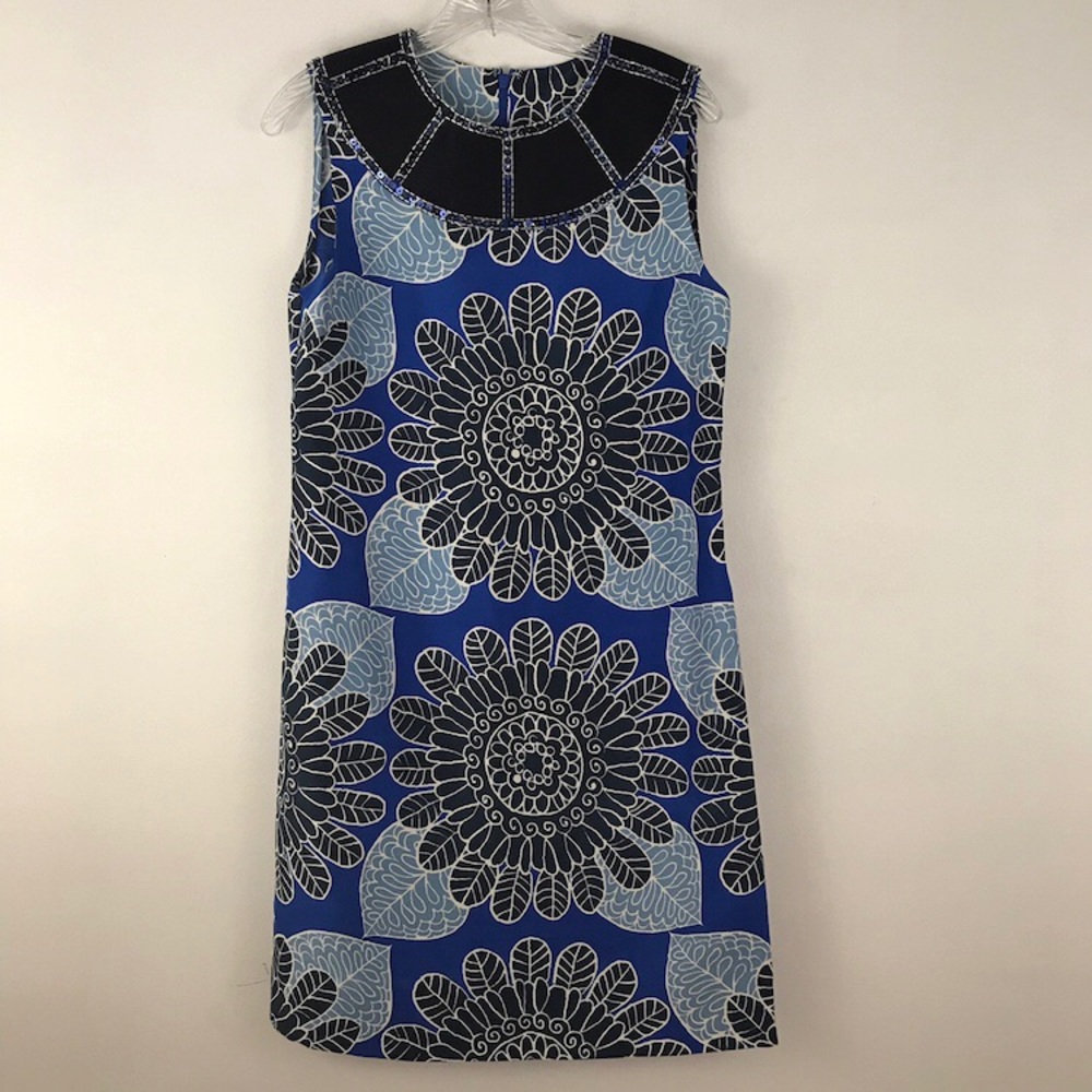 TORY BURCH silk beaded blue floral dress size 8